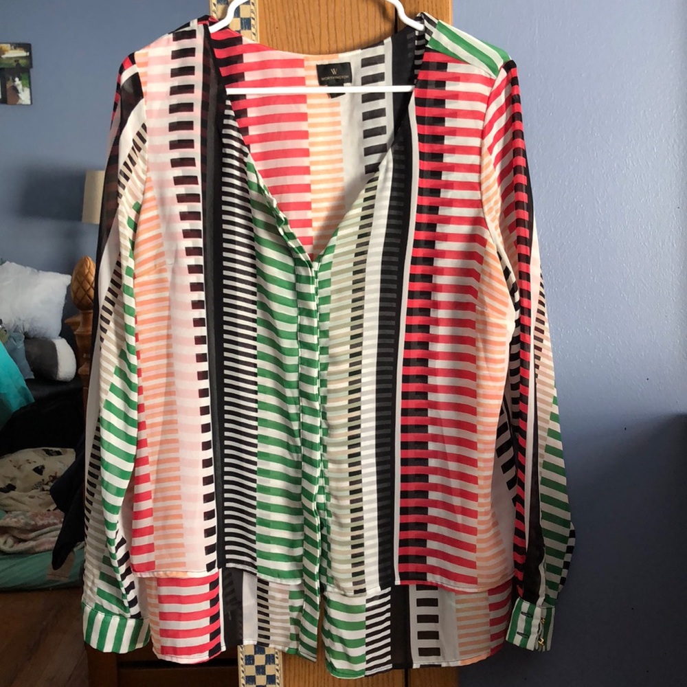 Button down illusion blouse